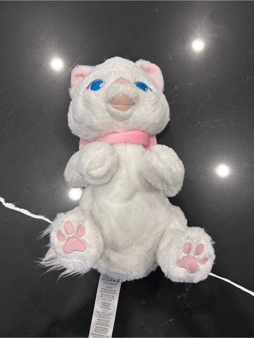 Disney Store Marie Aristocats Plush White Cat Pink Collar Blue Eyes Kitty Cute